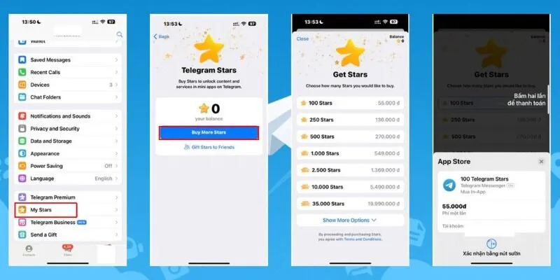 Cách mua Stars trên trình duyệt desktop